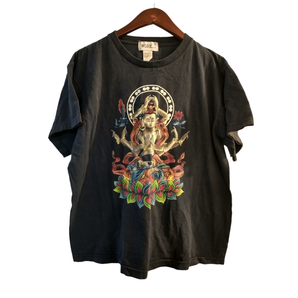 Hindu Goddess Shakti Dark Blue T Shirt Women's Size Large